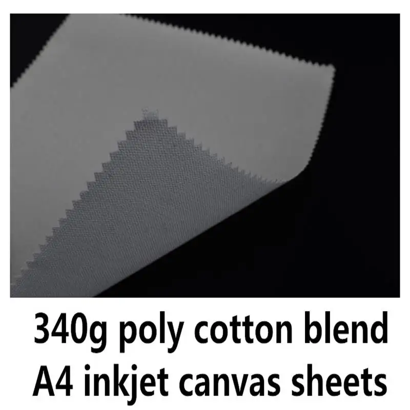 A4/A3 size 340gsm polycotton blend inkjet canvas sheets 20 sheets price inkjet polyester and cotton blend canvas