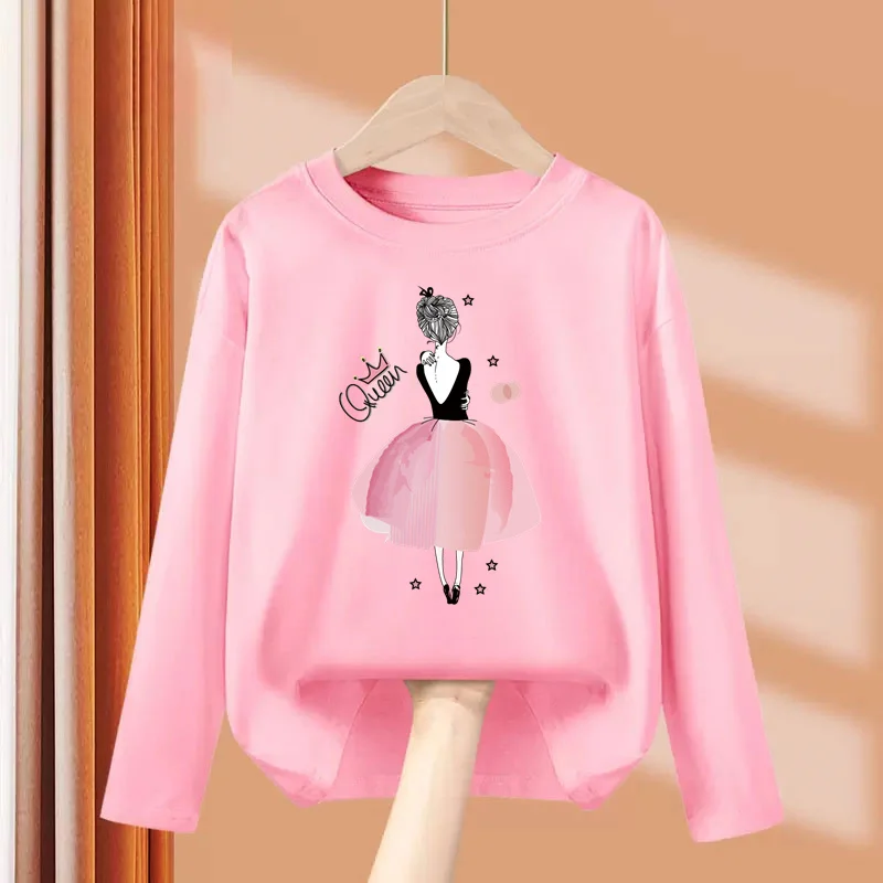 Aimi Lakana Student Girl Fashion T-Shirt Kids Long Sleeve Tops Spring Party Dresses Girls Cotton Printed Shirt 3