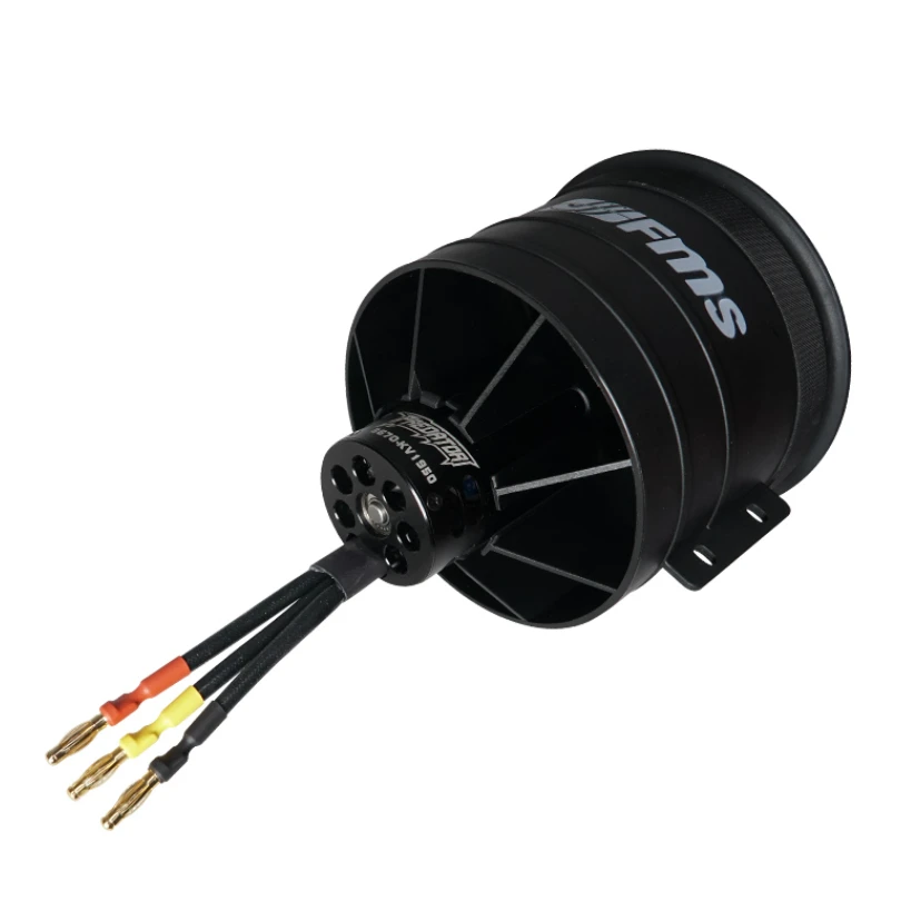 Vue latérale du ventilateur caréné 90mm 12 pales, mettant en évidence le design aérodynamique pour une haute poussée.