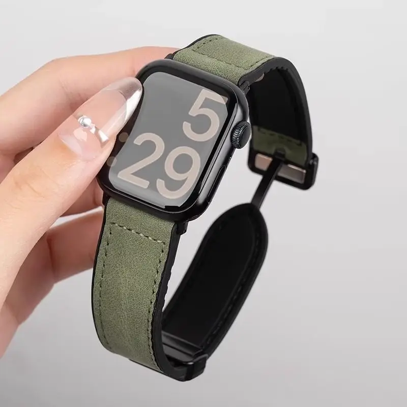 Premium Leather Magnetic Watch Strap - Timeless Elegance