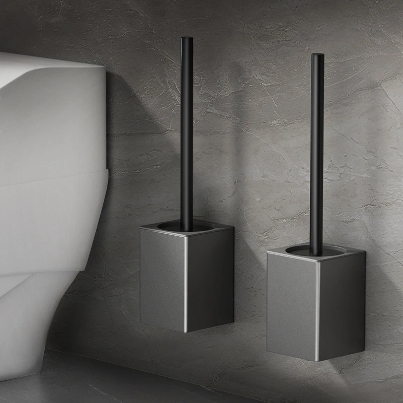 Bathroom Toilet Brush Holder Wall Mounted Household Cleaning Tools No Punching Install Space Aluminum Toilet Brushes WB8712 toilet brush holder
