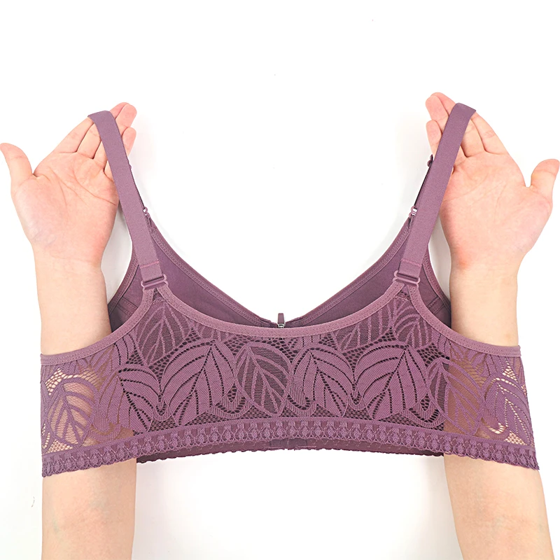 Sexy Bra Lace Women Front Closure Bra Wire Free Underwear Confortable Patchwork Bralette Large Bust 52/120 B C 5