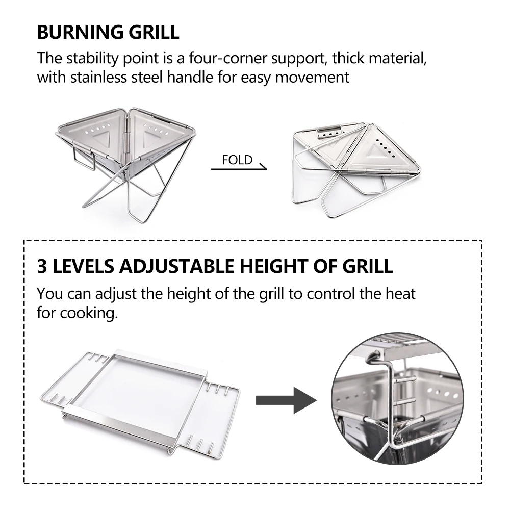 Camping Wood Stove Mesh Grill Small size Windproof Outdoor wild Survival Travel Tourism Stainless Steel Cook Equipment camping stove gas stove camping gas stove