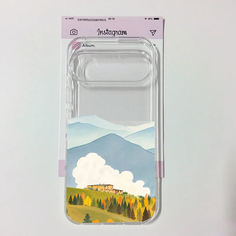 Seaside Town & Mountain Landscape Clear Soft TPU Phone Case