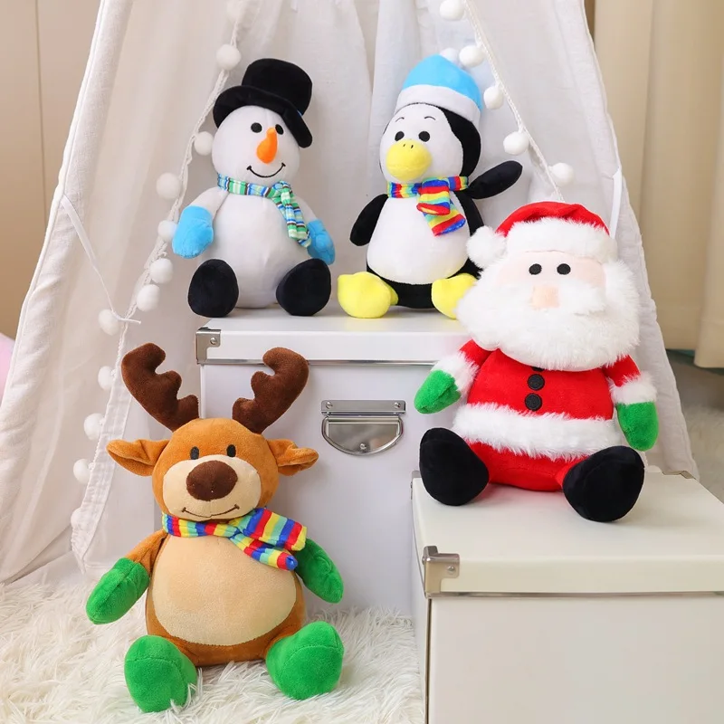 

20CM Christmas Santa Claus Plush Doll Snowman Elf Elk Deer Plushie Toy Soft Sleeping Pillow Home Decoration Kids Children Gifts