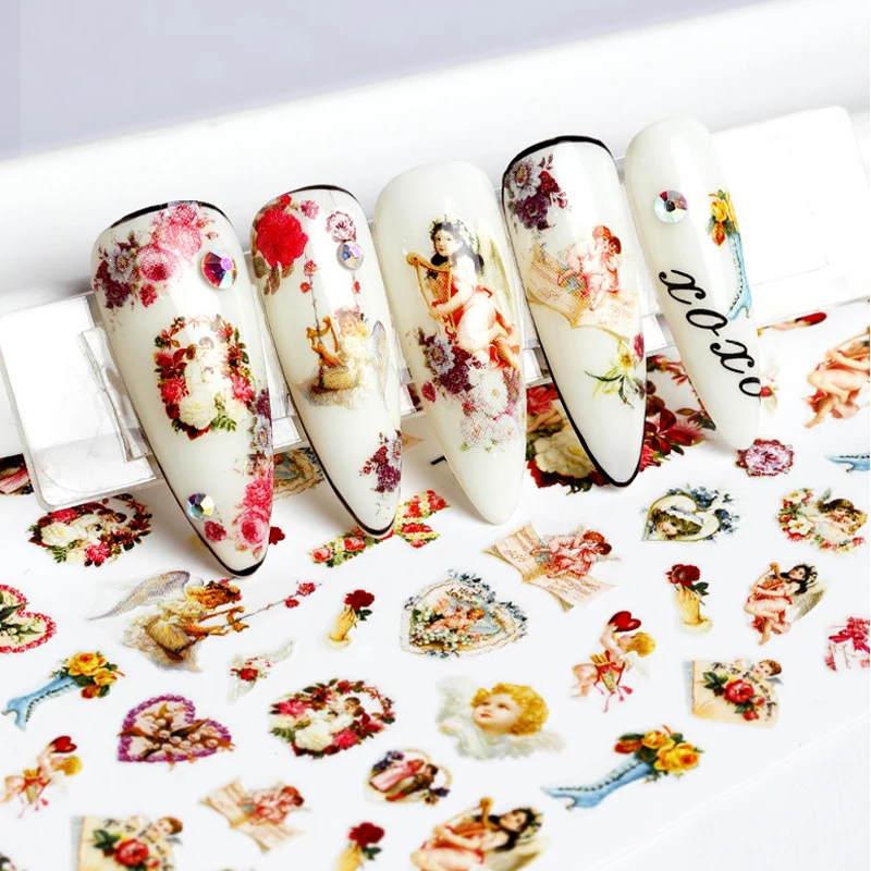 

2PCS Adhesive Angel Design 3D Nail Art Decorations Sticker And Decals Sliders Beauty Manicure Material Nail Supplies Parts