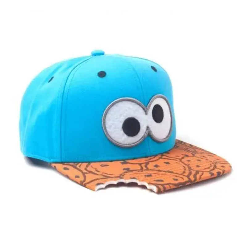 Baseball caps PANGKB brand difuzed cap cartoon big eyes cookie bite blue snapback hat adults outdoor travel adjustable sun sports cap