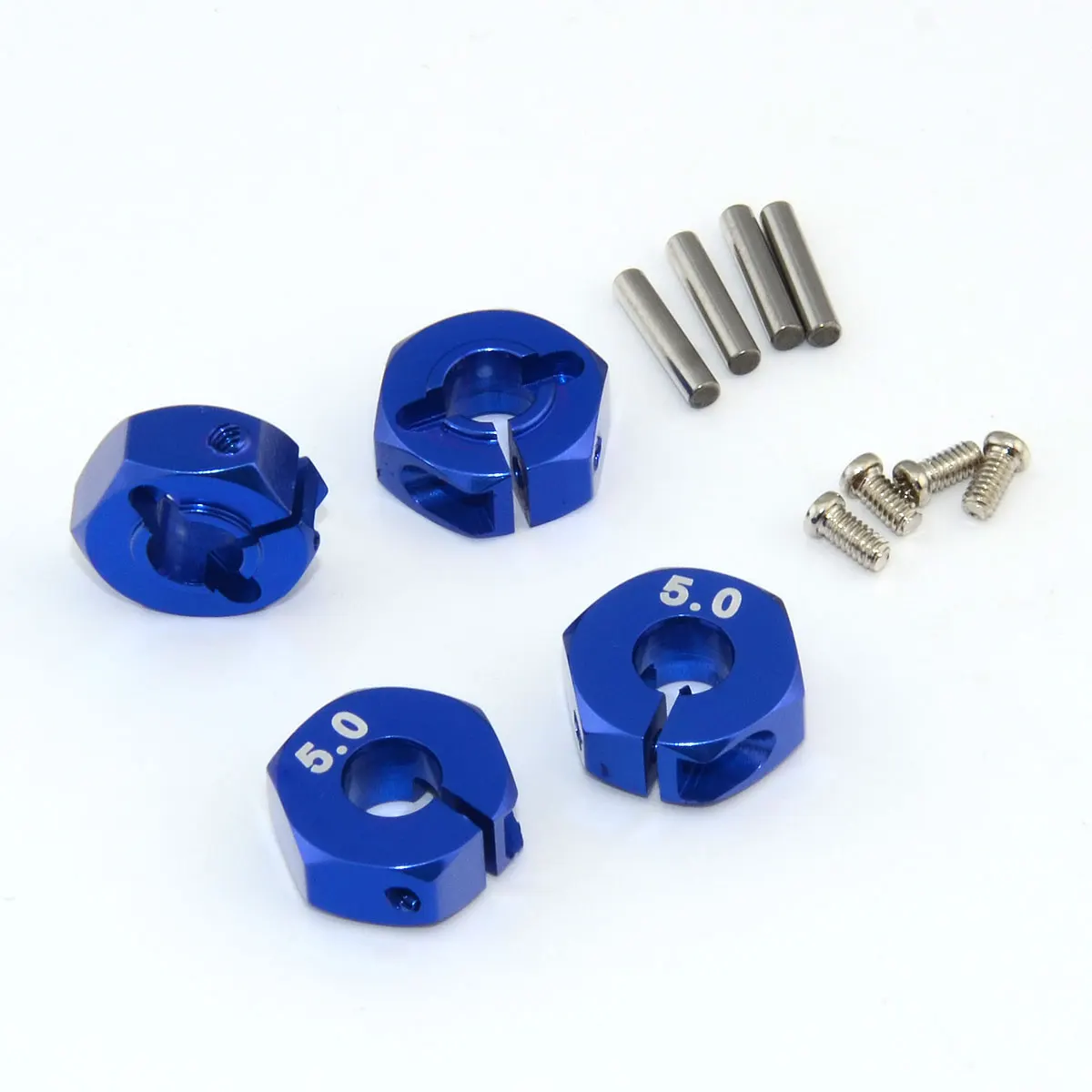 

4x Aluminum 5.0 Wheel Hex Drive Adaptor With Pins & Screws B TB01 TB02 TA05 TG10 Red Blue
