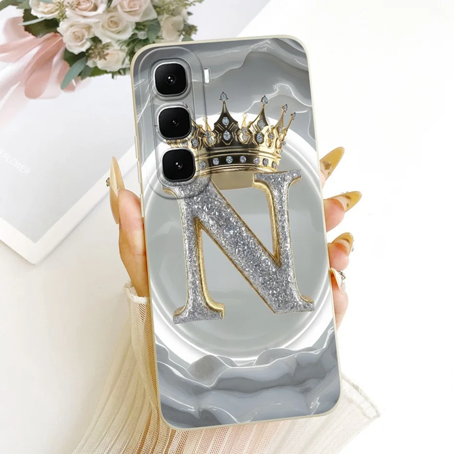 Stylish Initial Letter Shockproof Soft Silicone Phone Case
