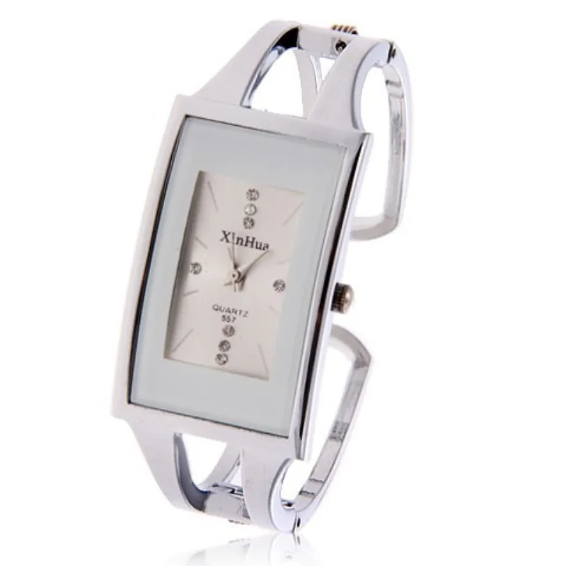 Women Watches Square Steel Watch for Women Luxury Fashion Silver Casual Bracelet Watch Quartz Wristwatch Crystal Bangle