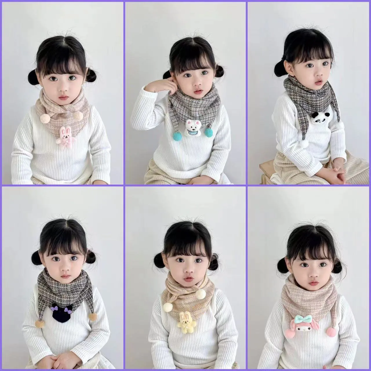 Autumn Winter Warm Triangle Baby Scarf Shawls Outdoor Cotton Neckerchief for Kids Mouth Towel Cute Boys Girls Children Scarf