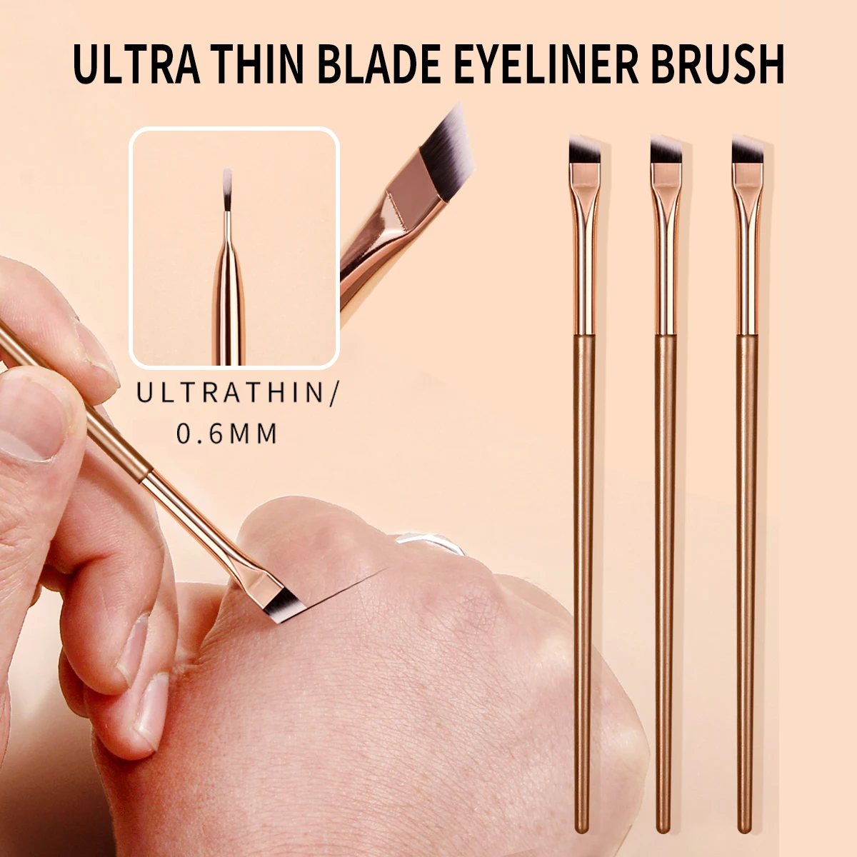 3PC GOLD Sickle Eyeliner Brush - Precision Makeup