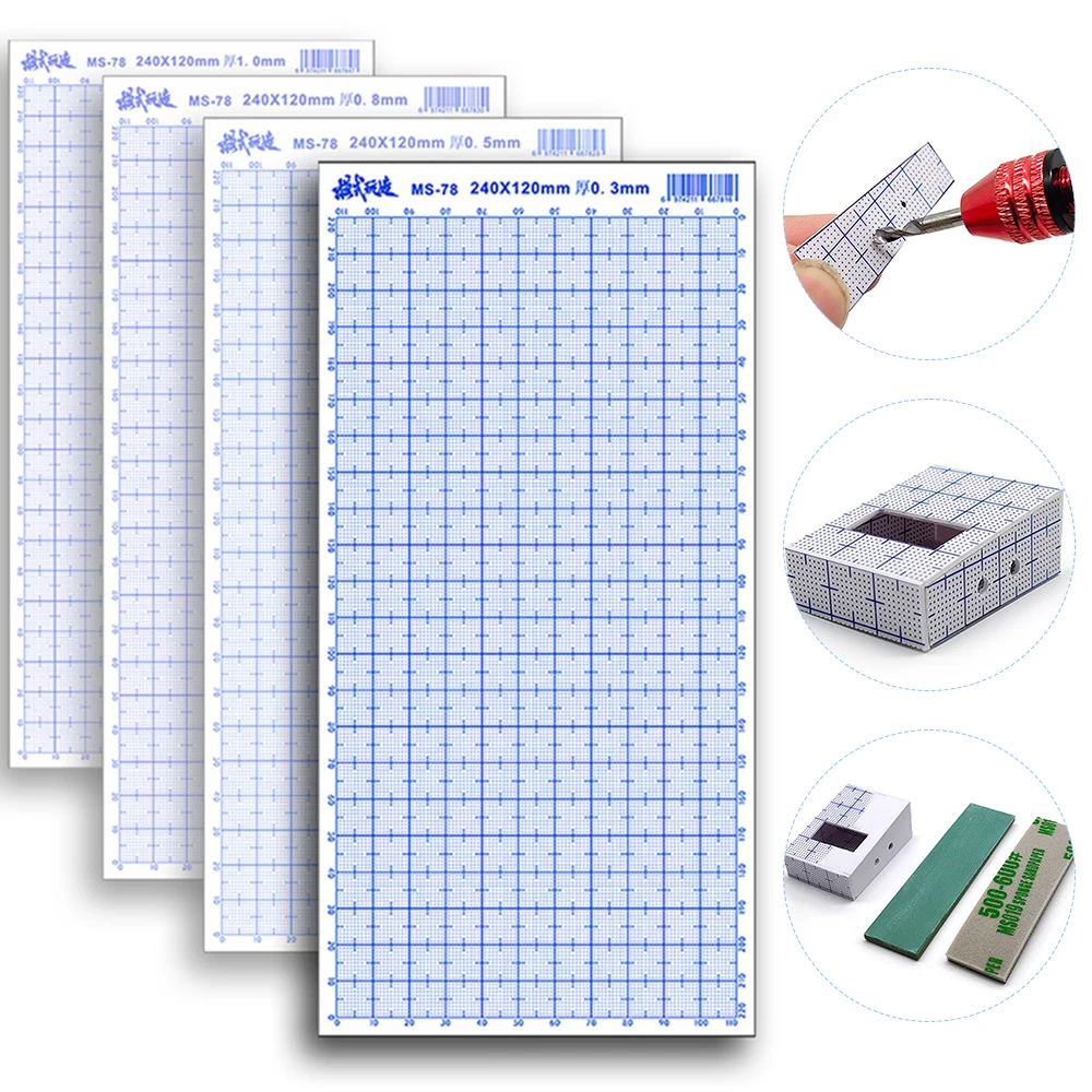 모델링용 ABS 보드(0.3/0.5/0.8/1.0mm 두께) 스케일 마킹이 있는 모델 DIY 시트