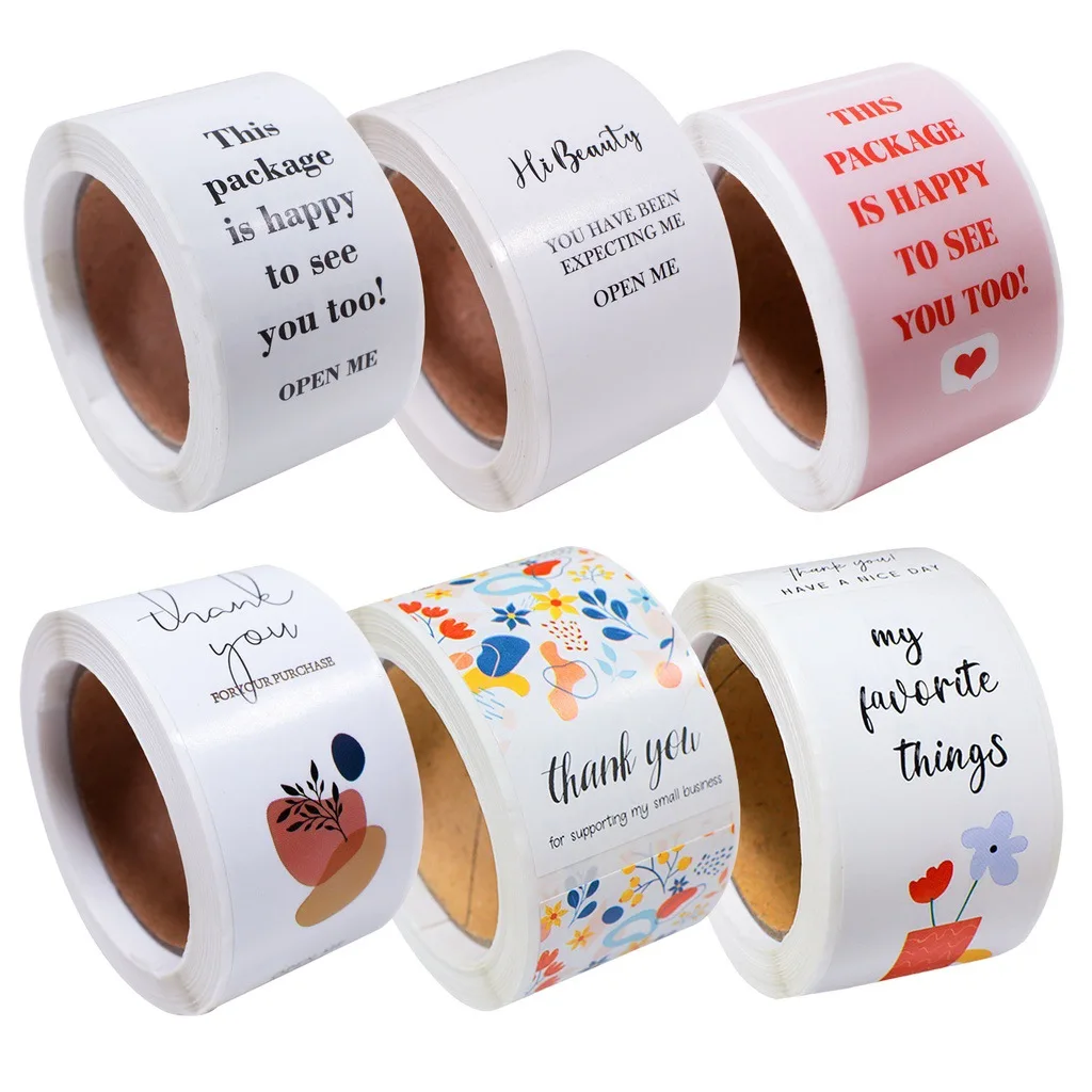 100pcs/roll Thank You Sticker Seal Labels Small Business Gift Decor Sticker Package Sticker This Package Is Happy To See You Too