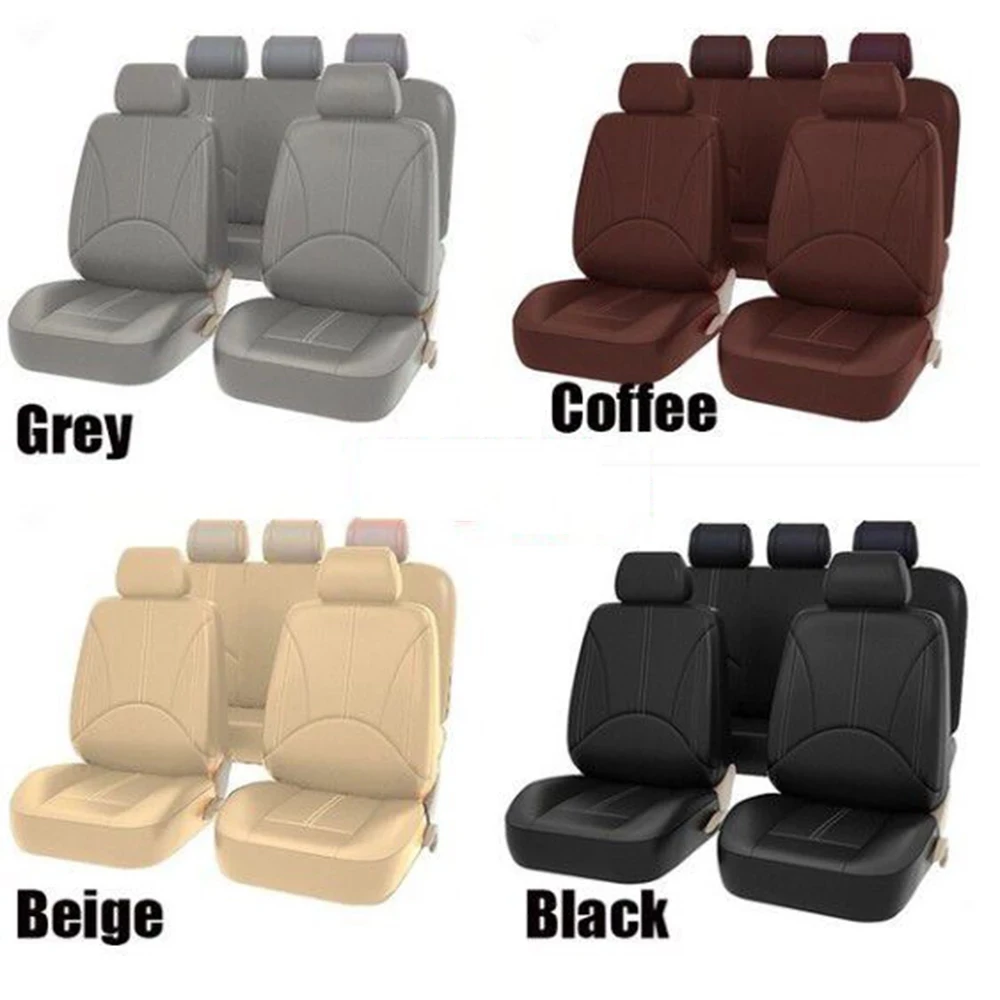 Universal Full Set Pu Leather Car Seat Cover Auto Front Rear Seat Back