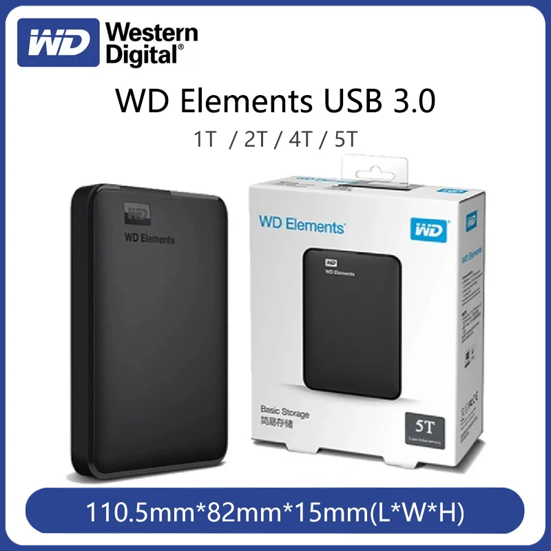 Original!!! Western Digital – Disque Dur Externe Portable Usb 2.5 De 500  Pouces Wd Elements, Avec Capacité De 3.0 Go, 1 To, 2 To, 4 To - Externe  Disques Ssd - AliExpress