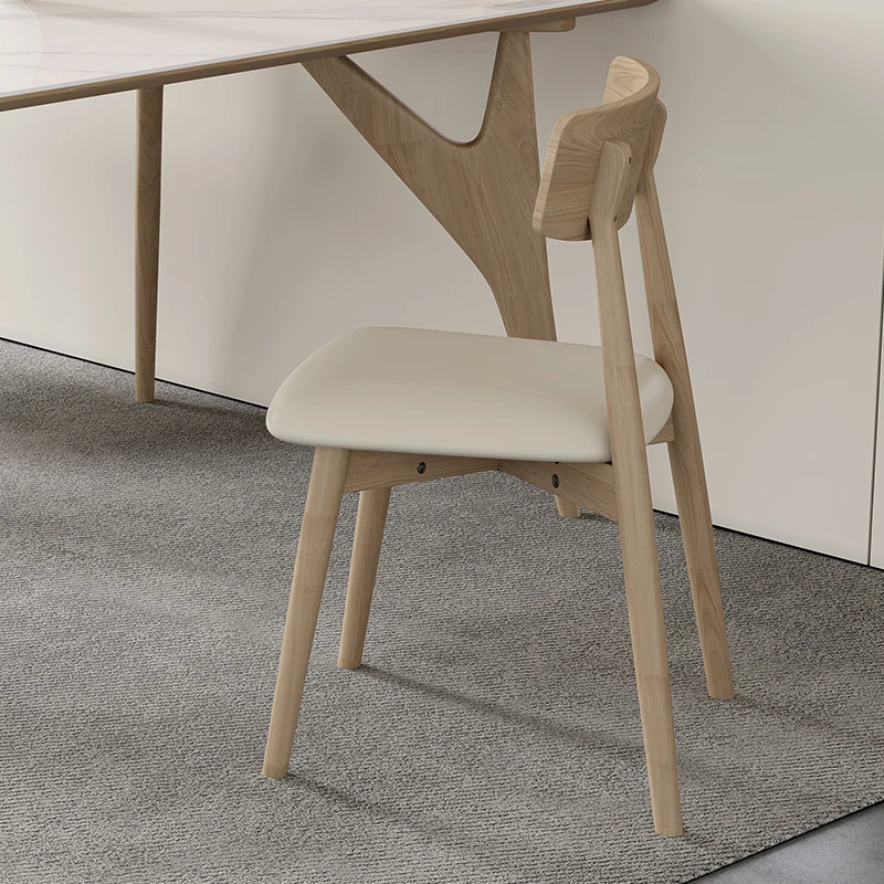 

Cream wind solid wood dining chair Modern minimalist dining table dining stool Nordic online celebrity backrest chair