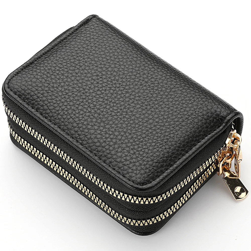 Stylish Women's Card Holder Wallet Double Layer Zipper, Multi-Function Compact Design for Cards & Cash, Small Portable Organizer 2