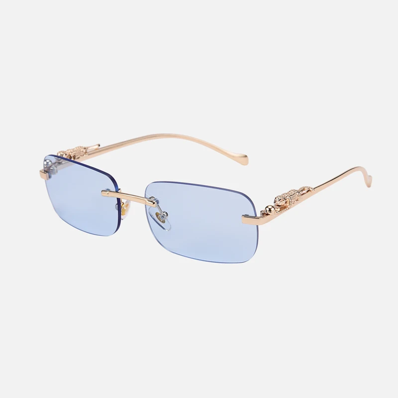 Schutzbrille 2 stücke Mode Frauen Randlose Metall Quadrat Sonnenbrille Outdoor Casual Sonnenbrille Bunte Objektiv Shades UV400 – Detail 10