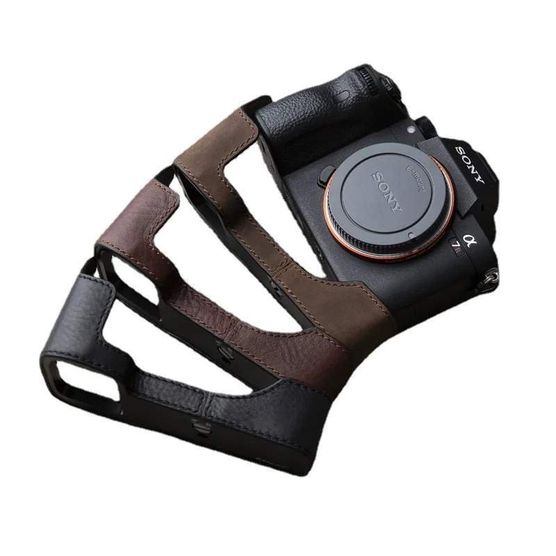 

Genuine Leather Camera case Handmade Half Bag For Sony A9 A7 III A7 Mark III A7R3-A A7RIII-A