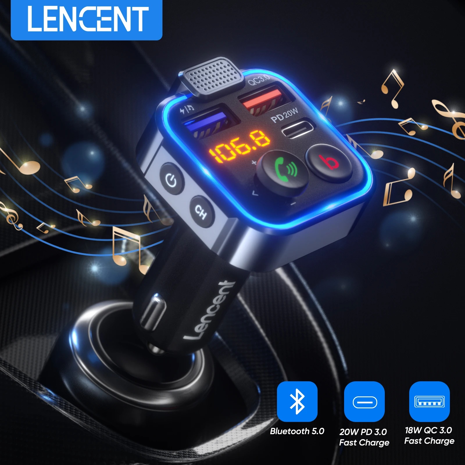 lencent transmisor fm bluetooth