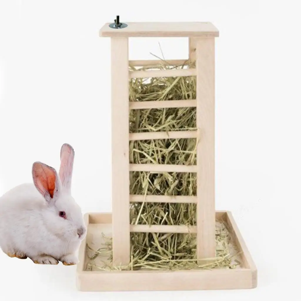 

Кролик Сенной кормушка деревянный кролик устройство для подачи сена сено держатель для клетки аксессуары