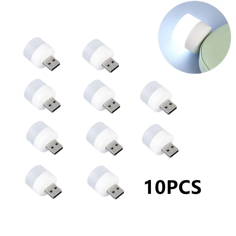 10Pcs/Pack Super Bright USB Mini Book Light Reading Lamp Mini Portable USB LED Night Light Sleepping Lamp for PC Laptop Notebook night light for bedroom Night Lights