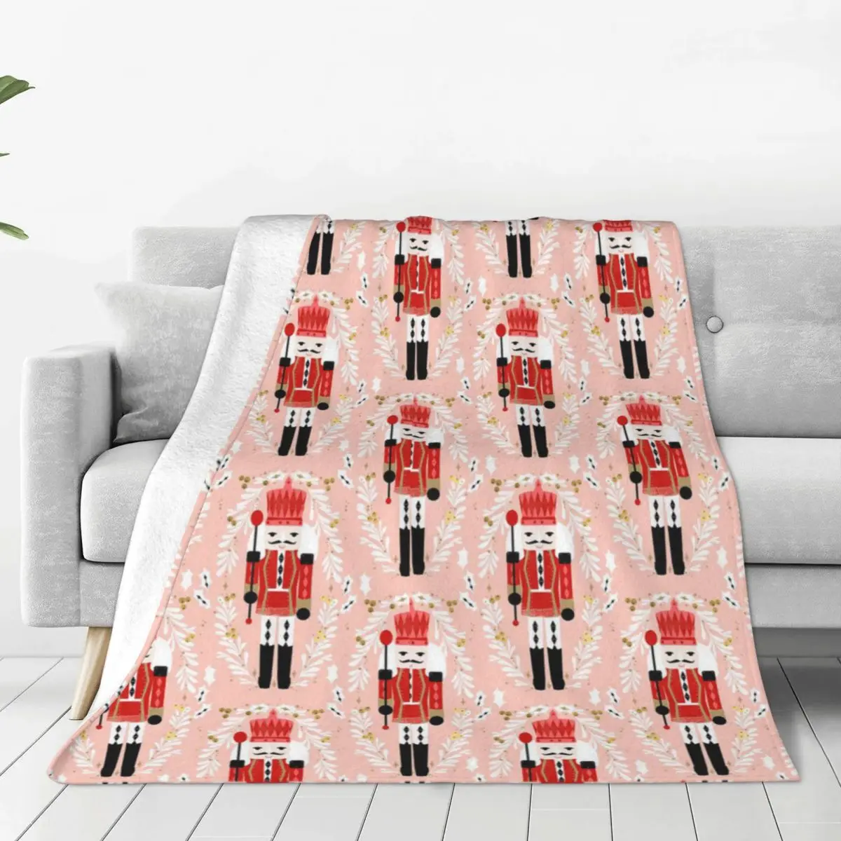 Pink Nutcracker Soft Flannel Throw Blanket for Couch Bed Warm
