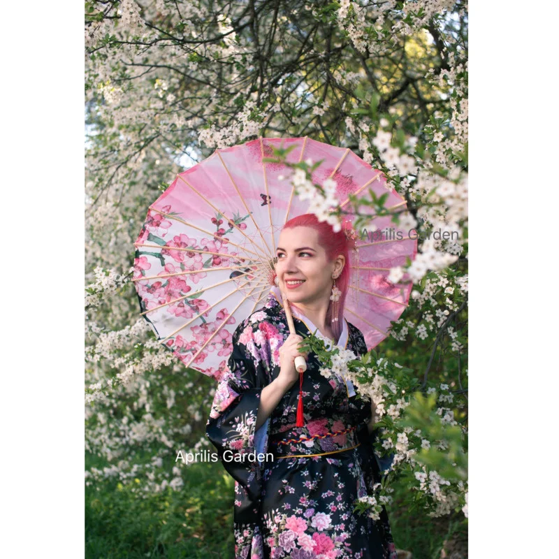 Japanese Umbrella Silk Cloth Women Umbrella Japanese Cherry Blossoms Ancient Dance Umbrella Decorative Chinese Style Oil Paper