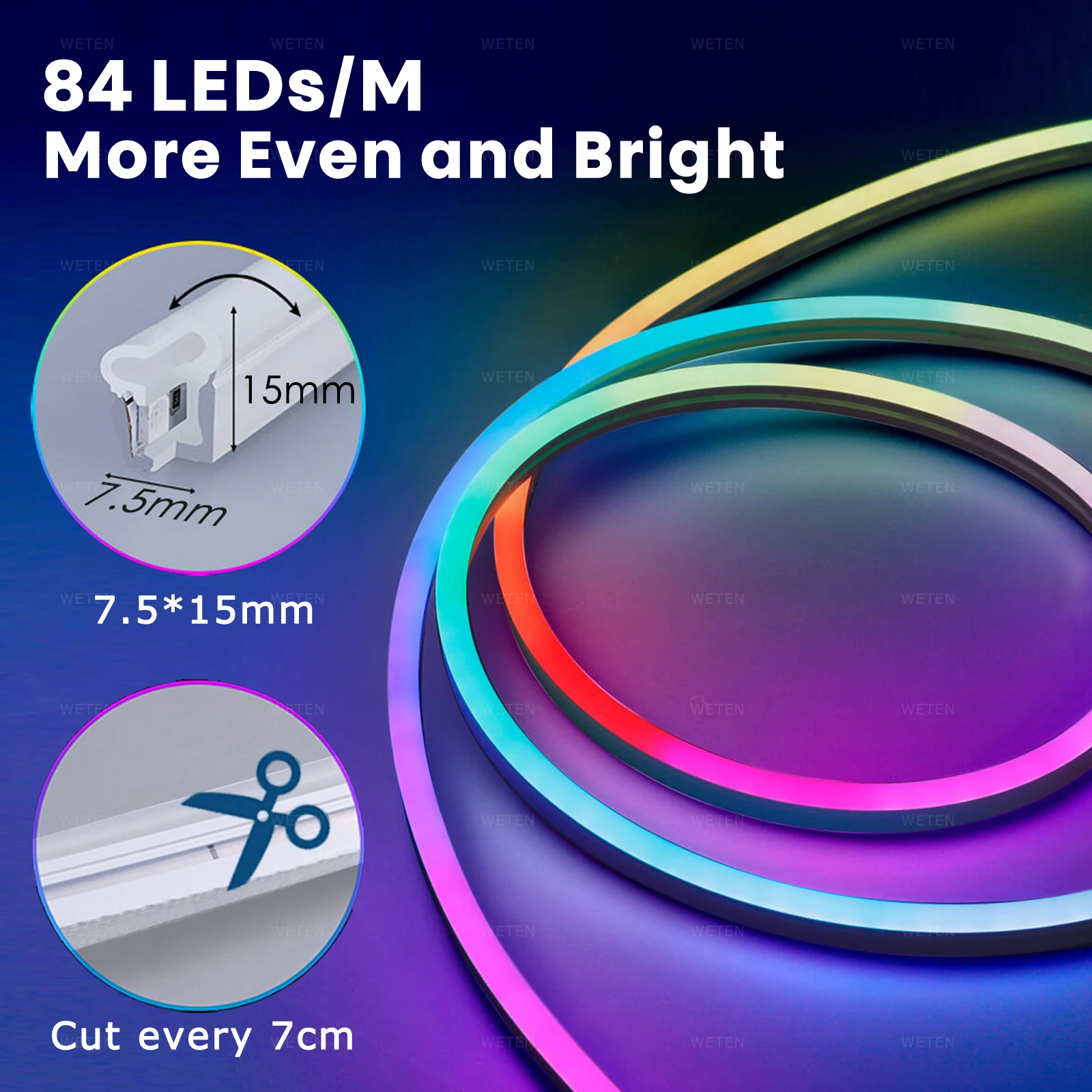Tuya Smart Wifi Tubo Neon Rgb Flexível Fita Led Fita Rgb Endereçável Lâmpada de Decoração Ambiente Ws2811 Alexa Google Home - Image 6