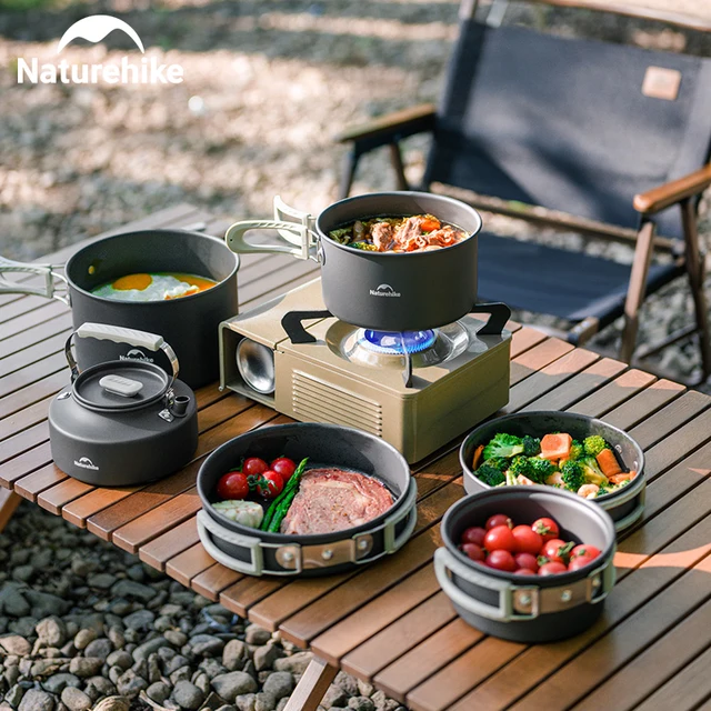 Naturehike Camping Pot Set 4-7 Persons Aluminum Alloy Cookware Pot Set Portable Outdoor Picnic Tableware Camping Cookware Kit - Image 6