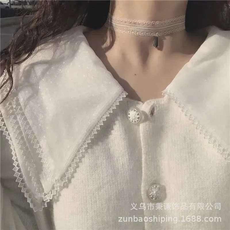Lace Choker Necklaces Pearl Tassel Lace Necklace for Ladies Girls