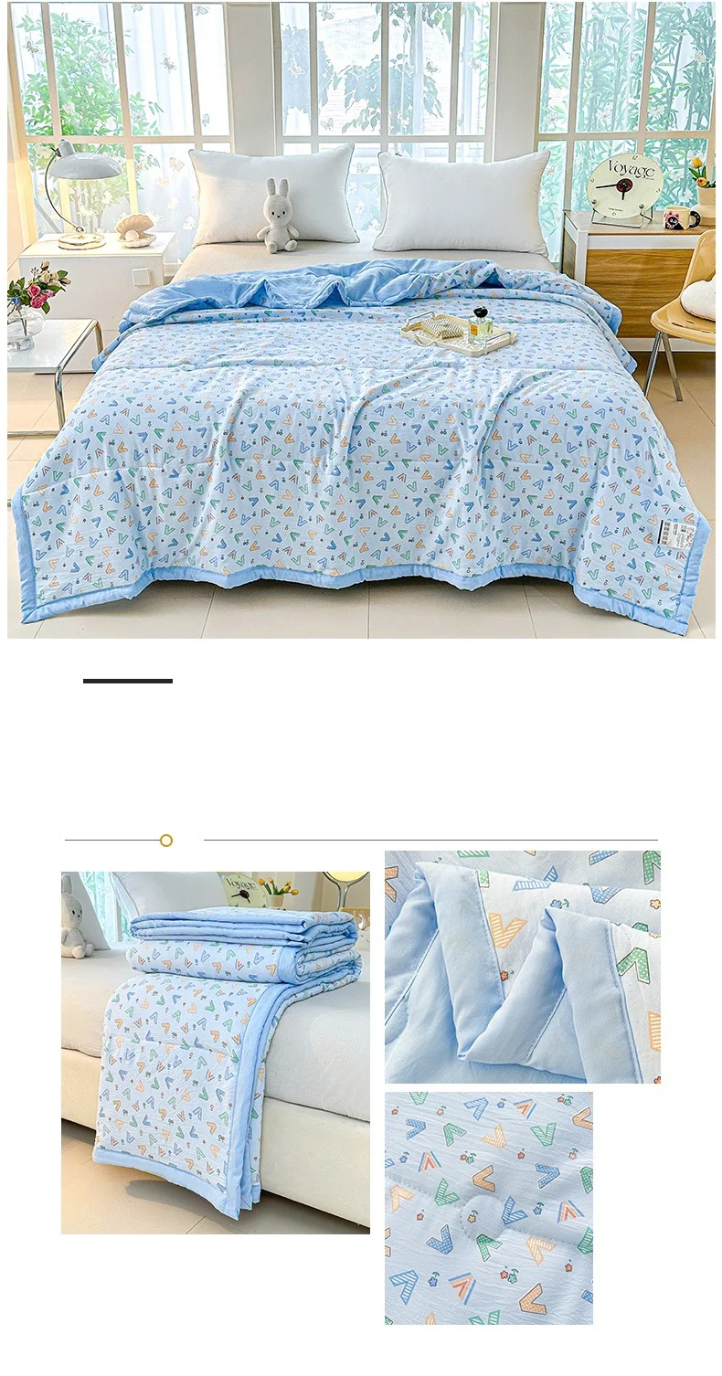 1pc Printed Thin Duvet Simple Style Quilts for Summer Soft Bedspread Adults Kids Room Comforter edredones (No Pillowcase)
