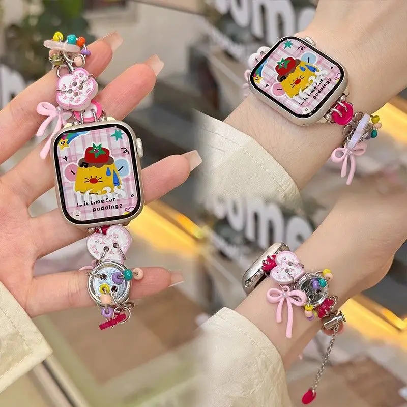 Apple Watch 스트랩 Ultra/Se10/9/8/7/6/5/4/3/2/1과 호환되는 38/40/41/42/44/45/46/49mm와 호환되는 버튼 도파민 스트랩
