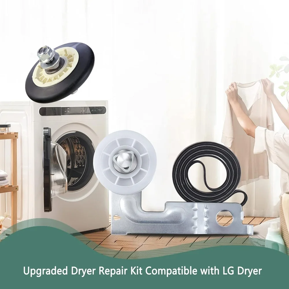 Description Picture 6 of item4581EL2002C Dryer Drum Roller 4400EL2001A Dryer Belt 4561EL3002A Idler Pulley and Spring Compatible with LG Kenmore Dryers
