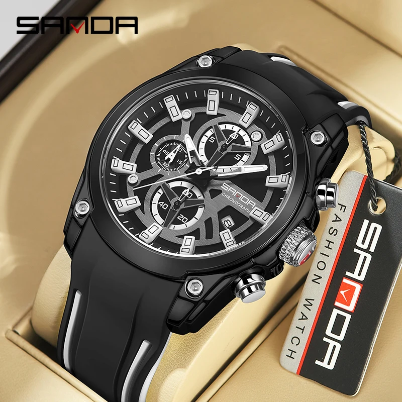 

SANDA New Original Business Men's Watch Top Brand Luxury Quartz Sport Wristwatch Chronograph 30M Waterproof Luminous Clock