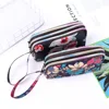 1PC New Fashion Waterproof Female Handbag Practical Larger Capacity Print Canvas Bag Key Coin Purse Three-layer Long Wallet 2