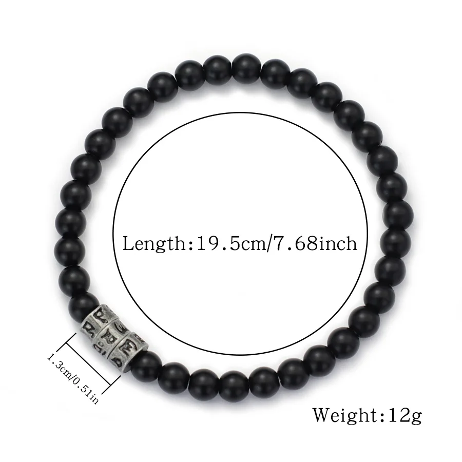 Black Onyx Stone Men Bracelet Viking Accessories