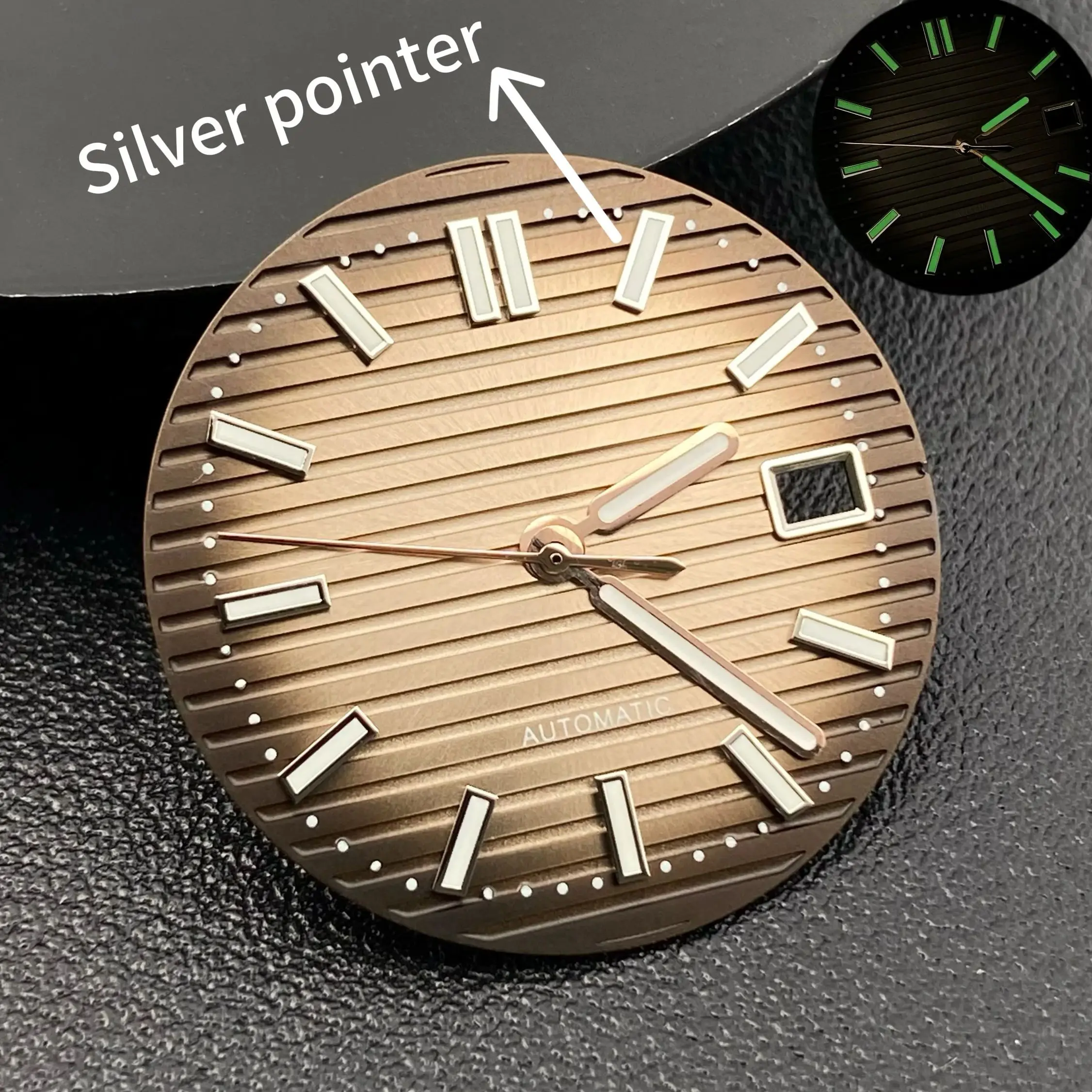 Green Luminous Nautilus Dial and Hands Set for Automatic Movements Replacement Parts