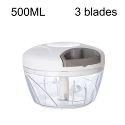 Manual Meat and Vegetable Chopper - Kitchen Cooking Accessories (500ml White)