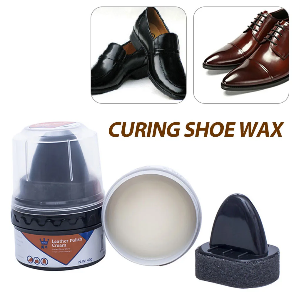 40g Multi-functional White/Black Shoe Polish Colorless Light Shoes Rub Leather Cleaner Shoes Brush Care Sponge Wax TSLM1 3