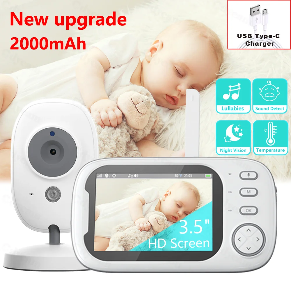 SM50 Baby Monitor Night vision Sound alert Room temperature sensor 8  Lullabies 2-way audio Alarm clock 5 inch Video Baby Monitor - AliExpress