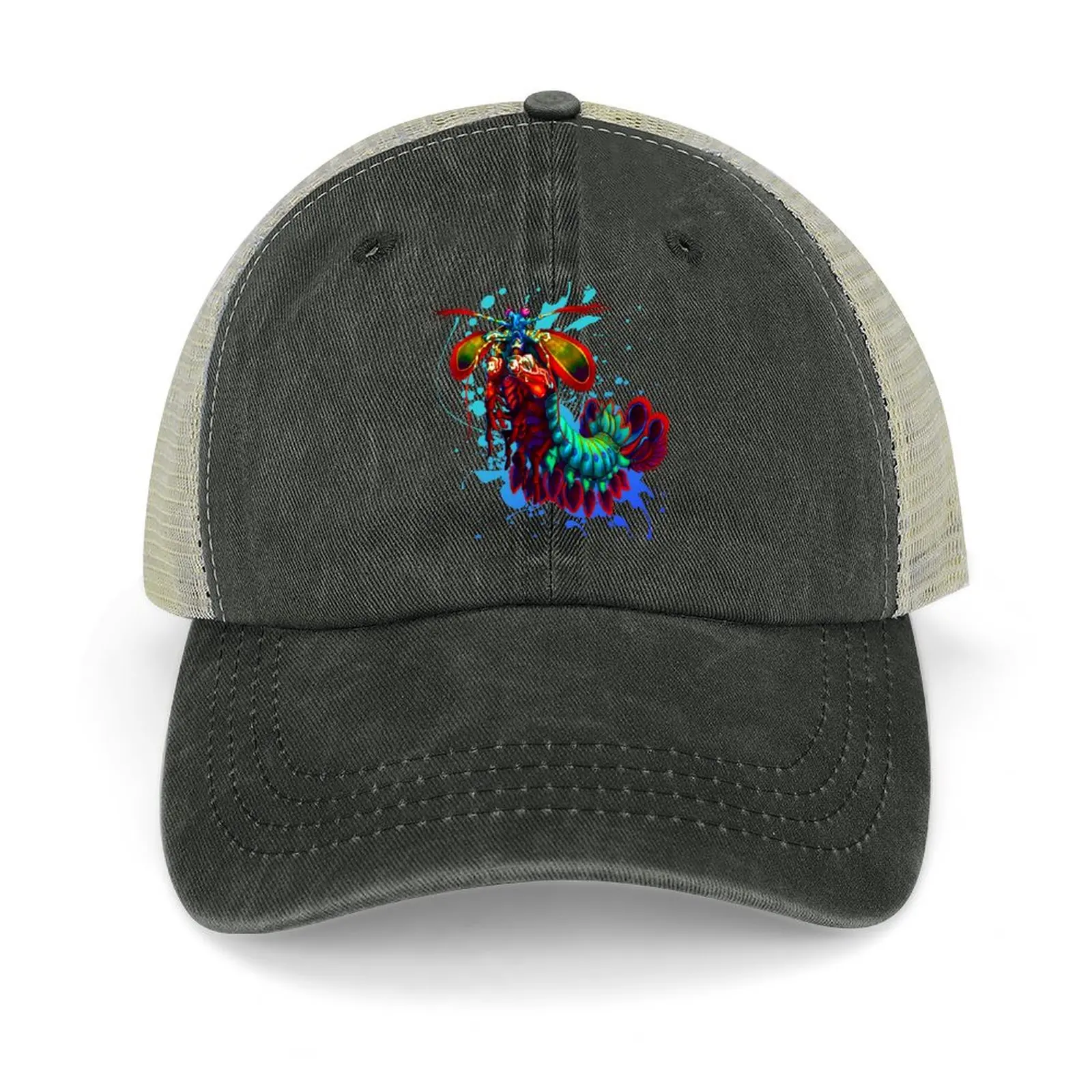 

Rainbow Peacock Mantis Shrimp Blue Splash Cowboy Hat Hat Man For The Sun Rave cute Women Hats Men's