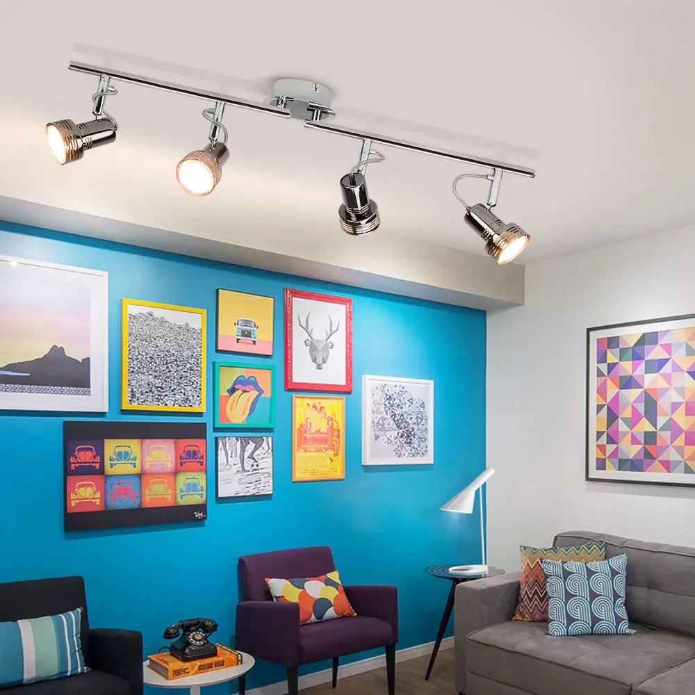 Description Picture 4 of itemDepuley Track Lighting Kit 2/4-Light Flush Mount Directional Track Lights Foldable Ceiling Spots Light for Living Room