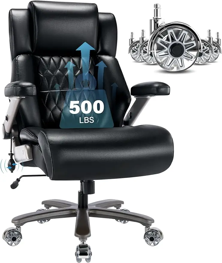 Big and Tall 500lbs Office Chair - Adjustable Lumbar Support 3D Flip Arms Heavy Duty Metal Base&Wheels load ptz heavy duty pan tilt support pelco d protocol and rs485 22 or 30kg different models are optional