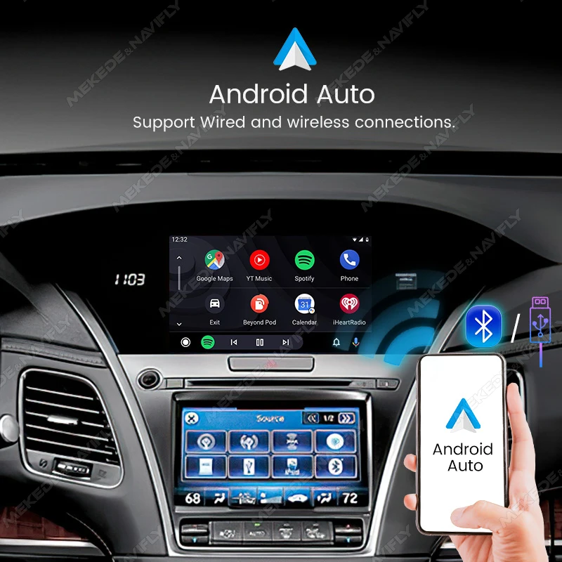 NaviFly OEM ȭ ׷̵    ī÷, ȵ̵ ڵ ڵ ڽ, ACURA TLX-L MDX TLX RLX ̷ Lin-K BT