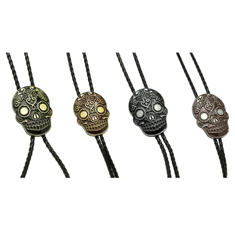 

Relief Skull Buckle Decors Bolo Tie for Men Women Bridegroom Wedding Necklace Western Cowboy Necktie Bolo Tie for Shirt