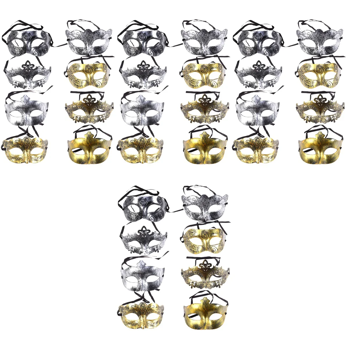 

32 pcs Vintage Mask Half Face Mask Costume Prop Accessory for Masquerade Cosplay Costume Party Performance (Silver and Golden）