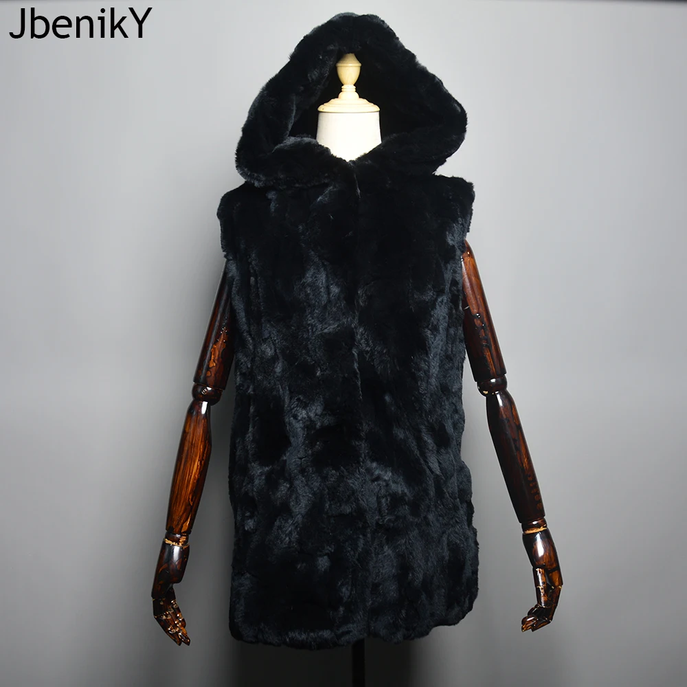 New Women Luxury 100% Genuine Rex Rabbit Fur Vest Natural