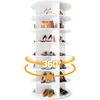 Rotating Shoe Rack Tower on The 7th Floor, Vertically Rotating Shoe Rack, Rotating 360 Degrees, White Shoe Rack Storage Circular 1